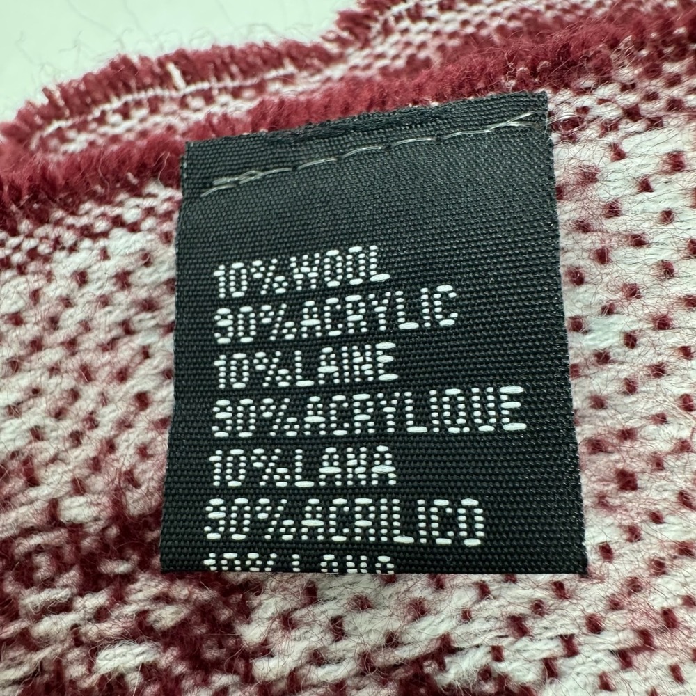Wool Blend Paisley Wrap Shawl Scarf Preppy Cozy Maroon Burgundy - Picture 10 of 11